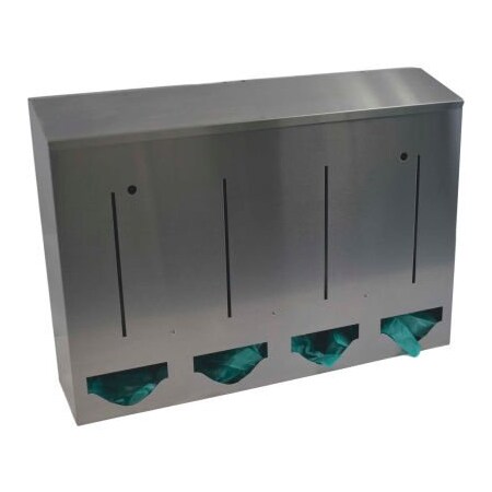 Omnimed. Omnimed Stainless Steel Quadruple Bulk PPE Dispenser, 24inW x 5-3/4inD x 17inH 307024